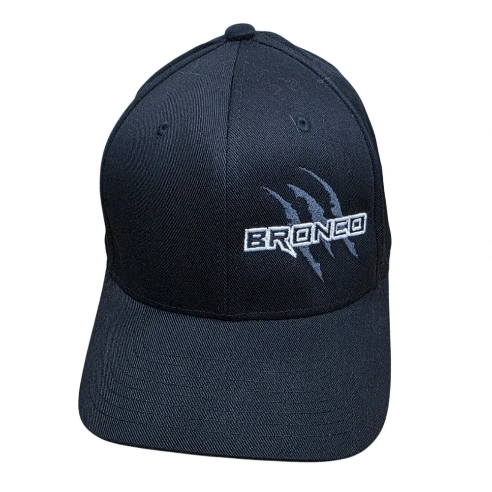 Bronco Flexfit Baseball Cap Black Embroidered Logo Men's L XL Hat